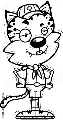 Confident Cartoon Female Bobcat Scout