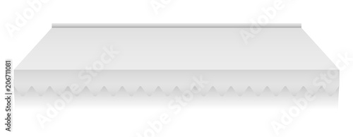White sunshade mockup. Realistic illustration of white sunshade vector mockup for web design isolated on white background
