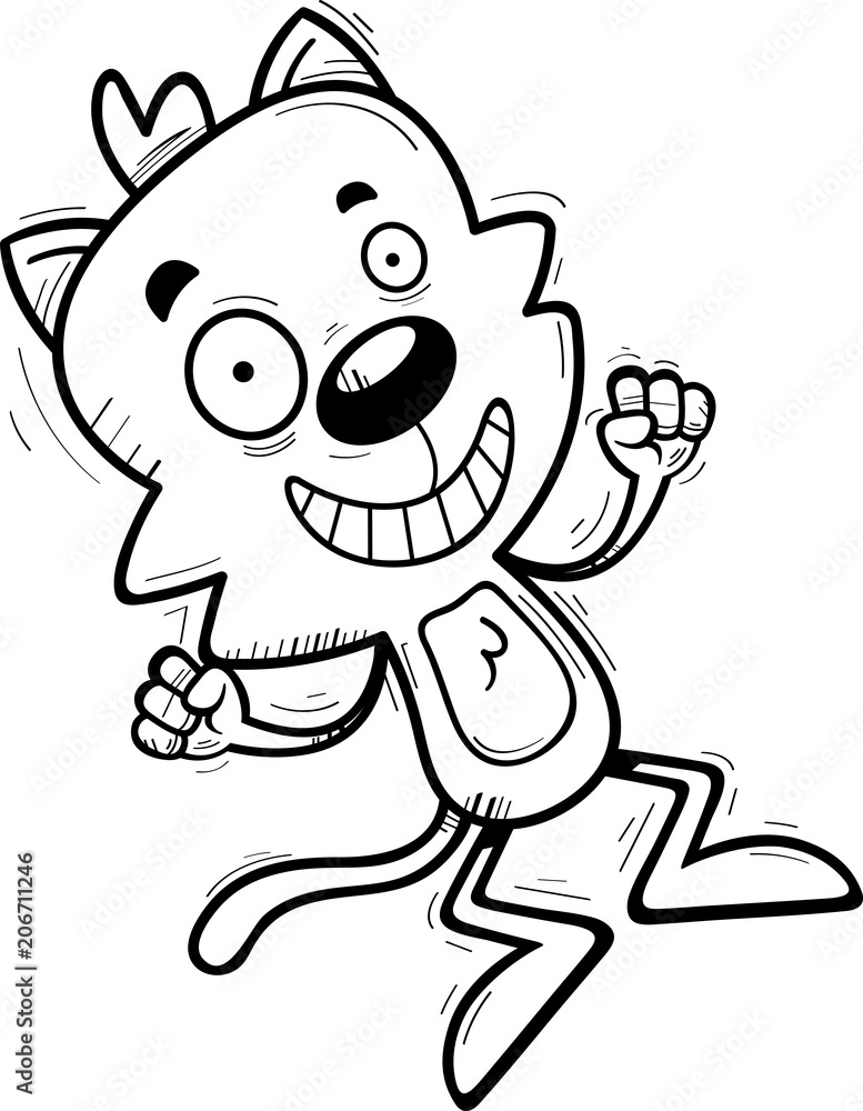 Fototapeta Cartoon Male Cat Jumping