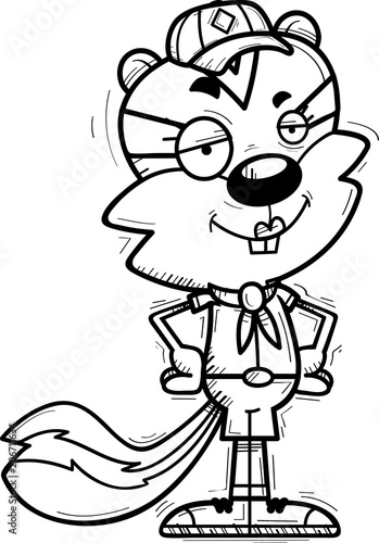 Confident Cartoon Female Chipmunk Scout