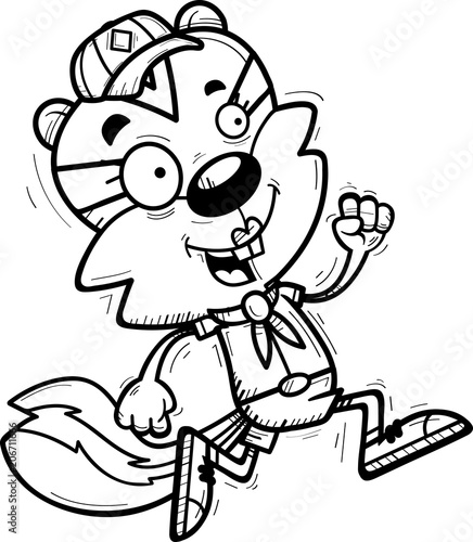 Cartoon Female Chipmunk Scout Running