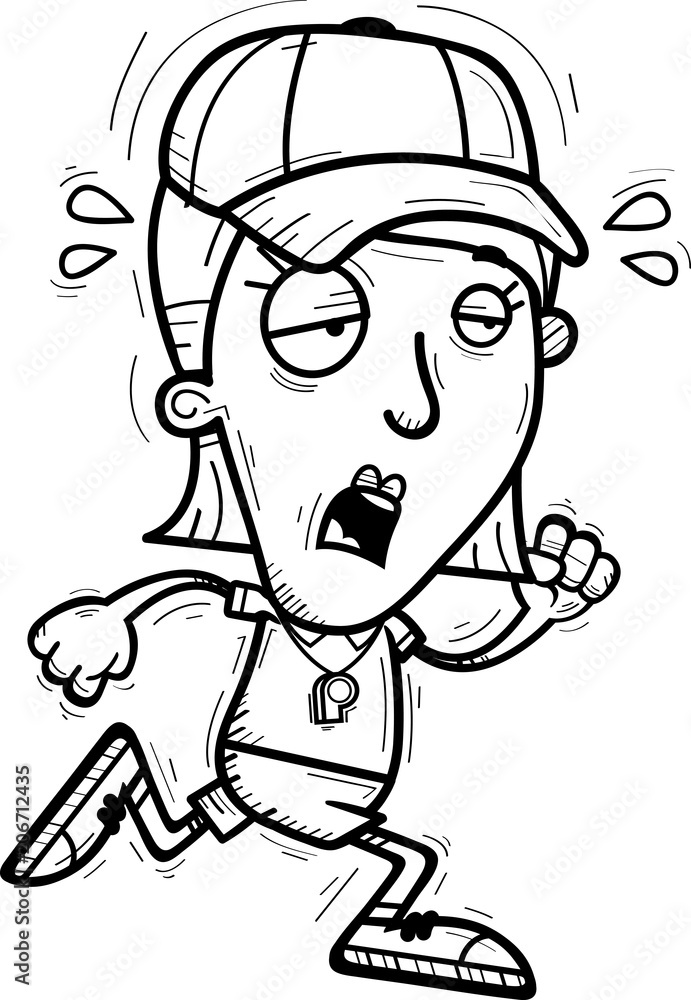 Exhausted Cartoon Woman Coach Exhausted Cartoon Woman Coach