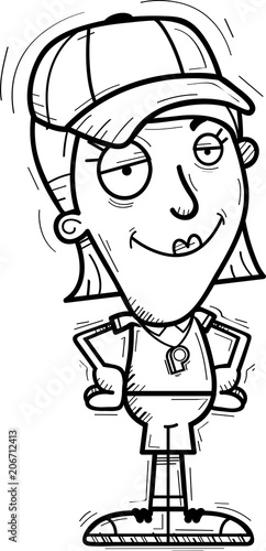 Confident Cartoon Woman Coach