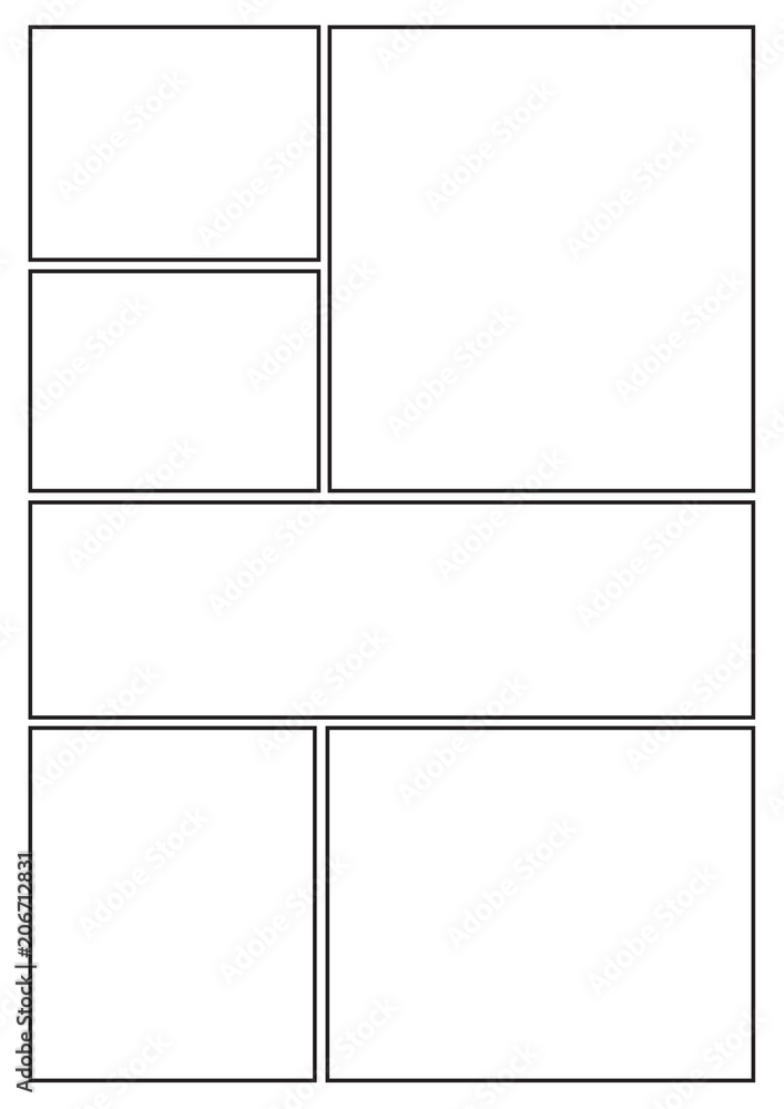 Vetor do Stock: manga storyboard layout template for rapidly create the  comic book style. A4 design of paper ratio is fit for print out. | Adobe  Stock