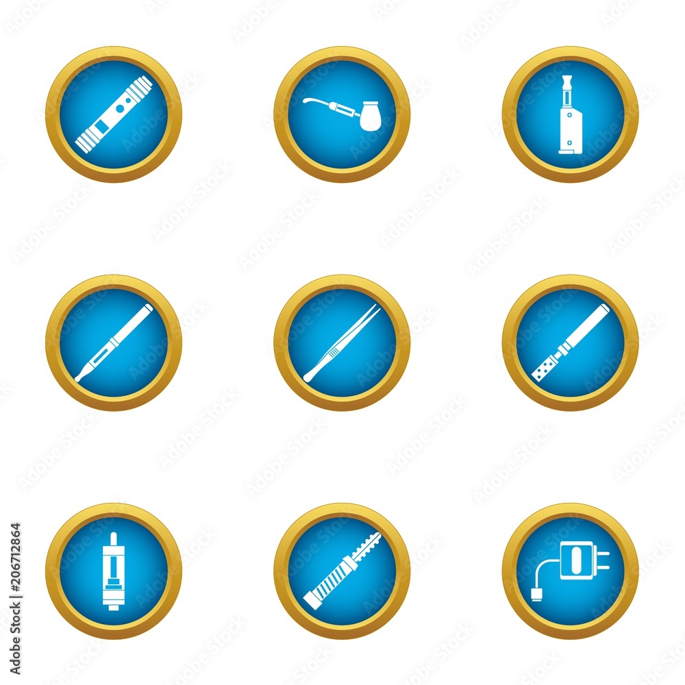 Vape icons set. Flat set of 9 vape vector icons for web isolated on white background Vape icons set. Flat set of 9 vape vector icons for web isolated on white background