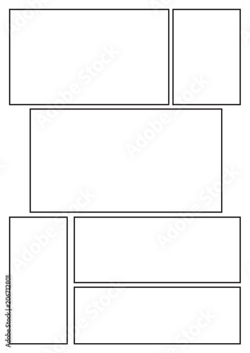 manga storyboard layout template for rapidly create the comic book style. A4 design of paper ratio is fit for print out.