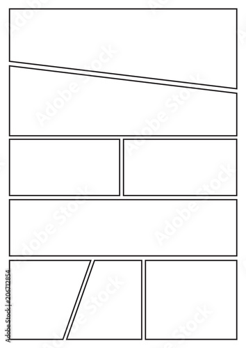 manga storyboard layout template for rapidly create the comic book style. A4 design of paper ratio is fit for print out.