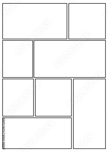 manga storyboard layout template for rapidly create the comic book style. A4 design of paper ratio is fit for print out.