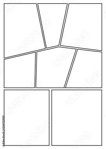 manga storyboard layout template for rapidly create the comic book style. A4 design of paper ratio is fit for print out.