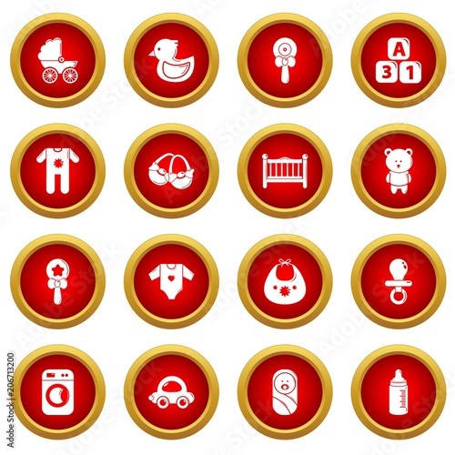 Baby born icons set. Simple illustration of 16 baby born vector icons for web