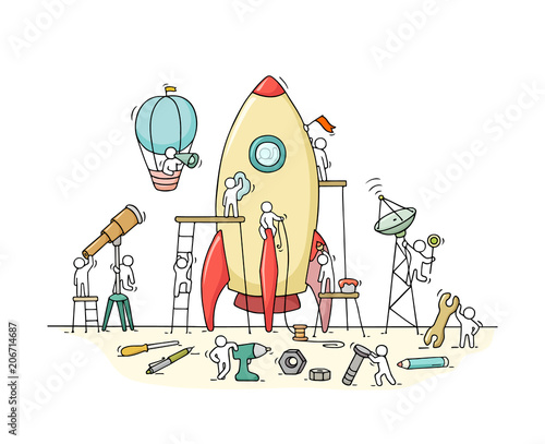 working little people with big rocket