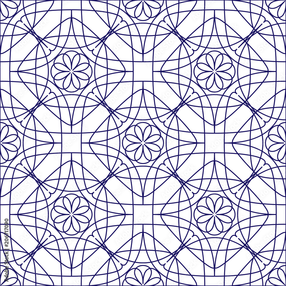 Abstract seamless geometric pattern for coloring book. Vector illustration.