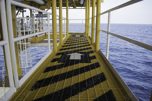 Canvas Print Stairway use on offshore platform. Walkway.