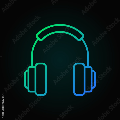 On-Ear Headphones vector colorful icon in thin line style