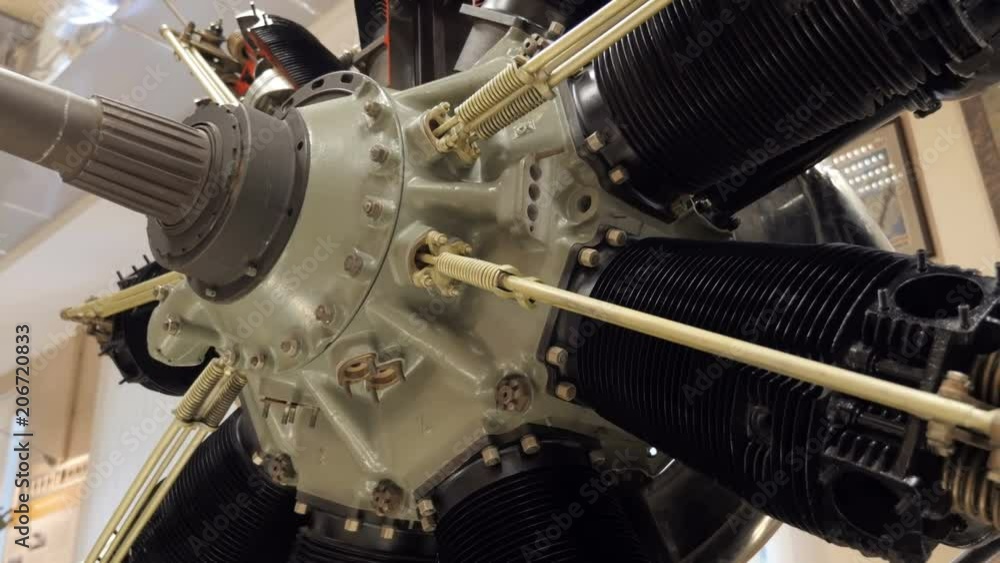 The view of structure of the piston aircraft engine. There are crankshaft, connecting rod, lots of pipes and other elements
The view of structure of the piston aircraft engine. There are crankshaft, connecting rod, lots of pipes and other elements