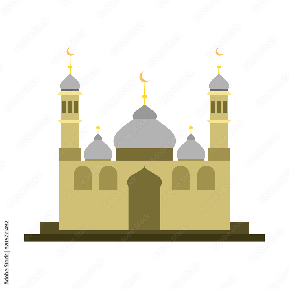East Style Islamic Mosque Building Illustration Design