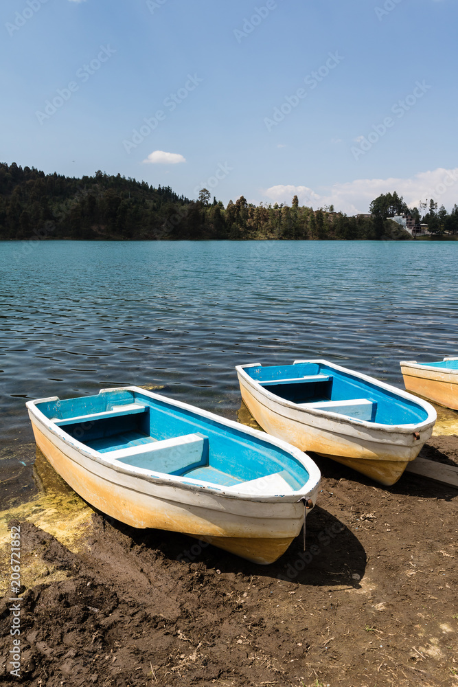 Summer lake with boats