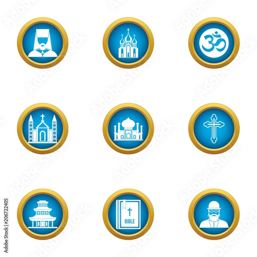 Religious peace icons set. Flat set of 9 religious peace vector icons for web isolated on white background