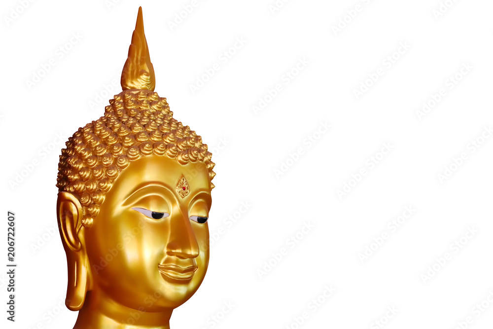 Golden Buddha isolated from Thailand on white background with clipping path