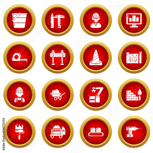 Building process icons set. Simple illustration of 16 building process vector icons for web