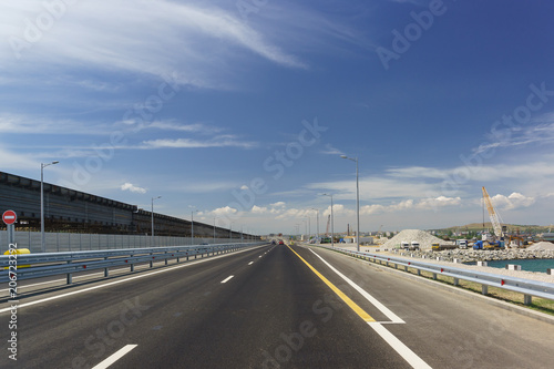 Crimean bridge across the Kerch Strait. Construction of a road junction