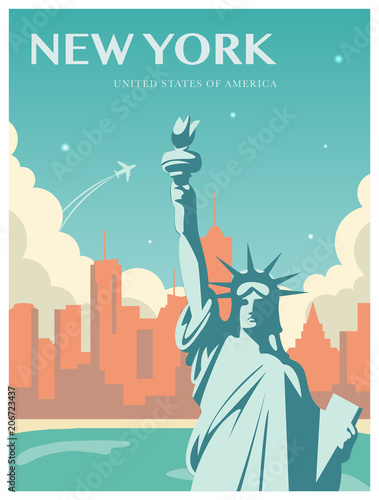 Statue of Liberty. World landmark. American symbol. New York city. Vector