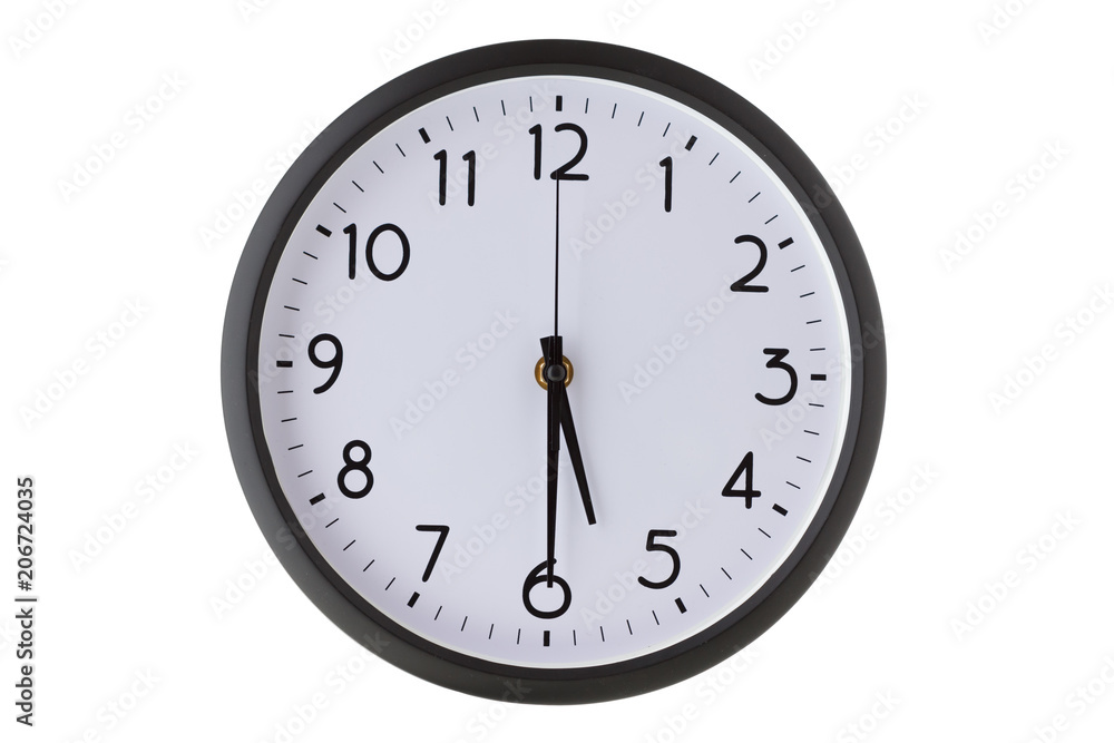 Round office wall clock on white, Round office wall clock on white,