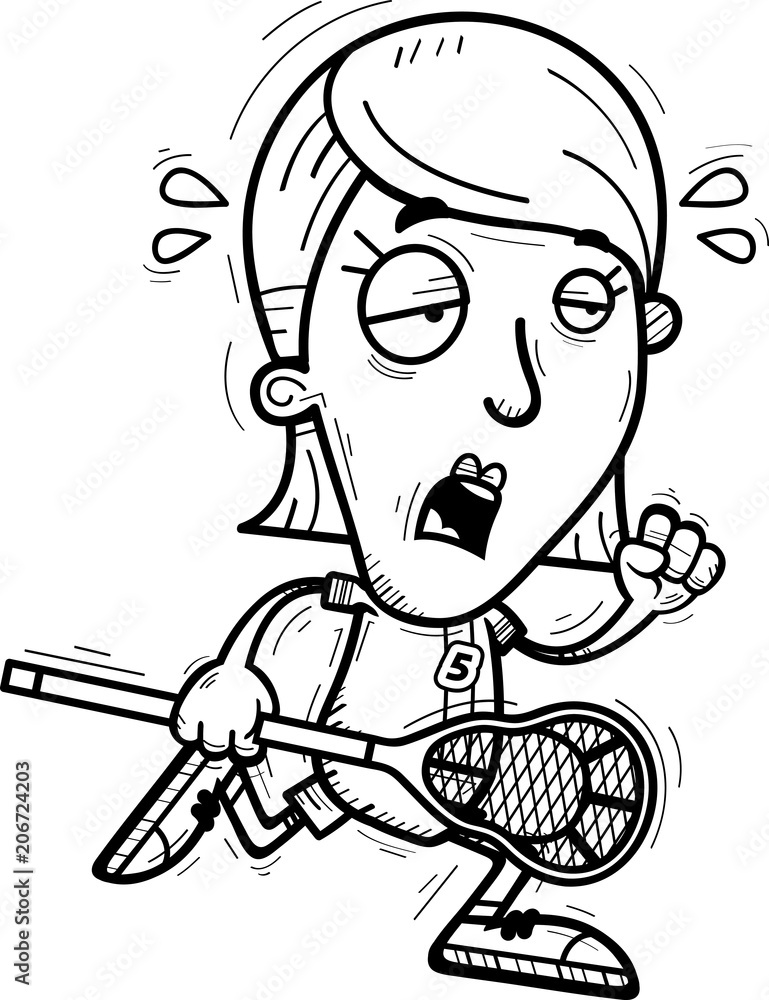 Exhausted Cartoon Lacrosse Player Exhausted Cartoon Lacrosse Player