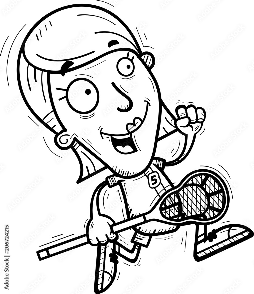 Cartoon Lacrosse Player Running Cartoon Lacrosse Player Running