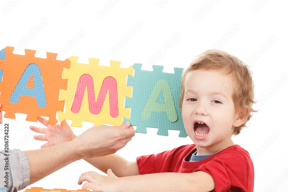Alphabet puzzle pieces on white background Alphabet puzzle pieces on white background