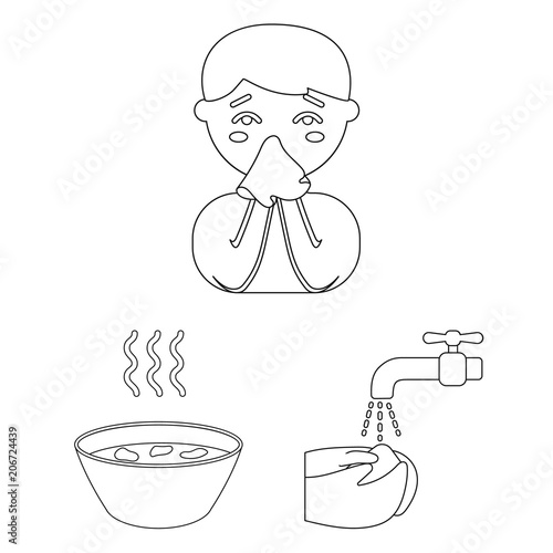 The sick man outline icons in set collection for design.Illness and treatment vector symbol stock web illustration.