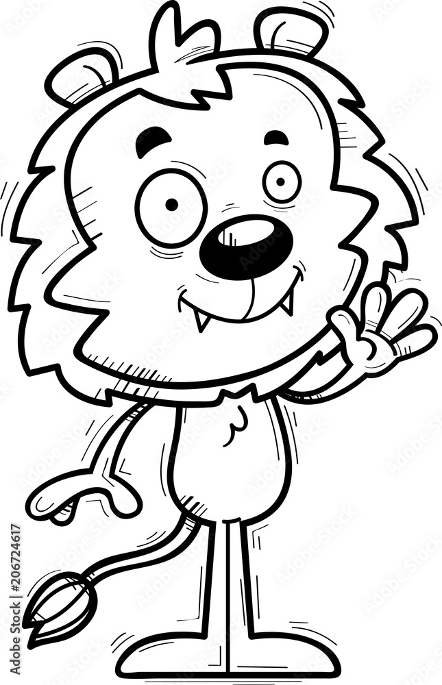 Cartoon Male Lion Waving Cartoon Male Lion Waving