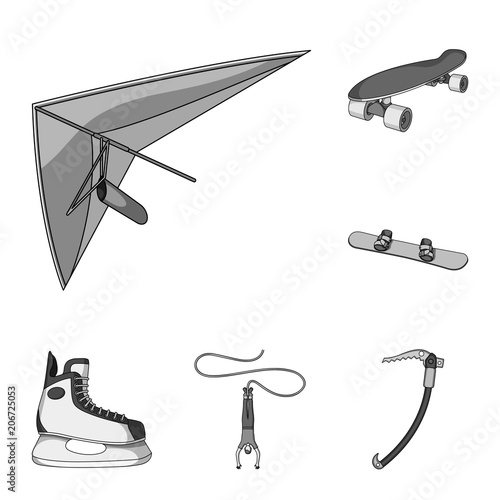 Extreme sport monochrome icons in set collection for design.Different kinds of sports vector symbol stock web illustration.