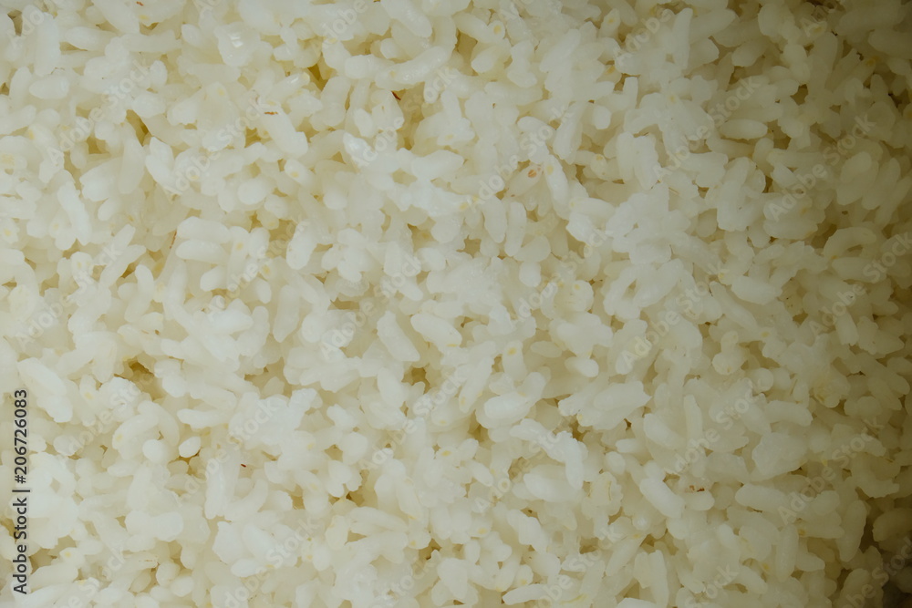 Boiled rice in a saucepan Boiled rice in a saucepan