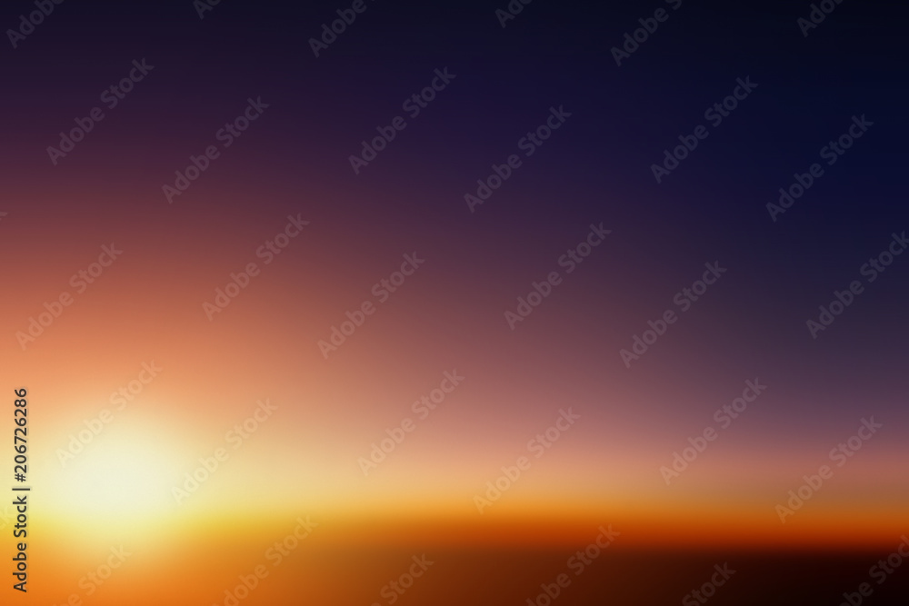 Gradient sky in sunset with sun evening horizon background