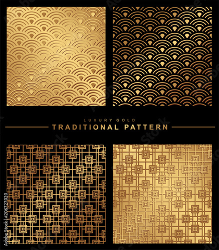 Oriental seamless pattern. Asian traditional geometric floral ornament with chinese tracery japanese