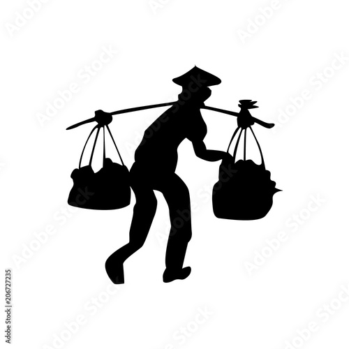Silhouette of country person