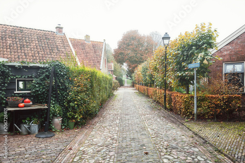 The small houses in Bourtange, a Dutch fortified village in the province of Groningen