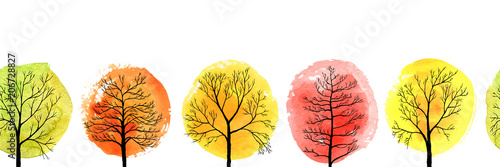 vector seamless pattern with autumn trees