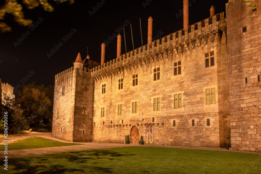 Night view of Palace of the Duques of Braganca