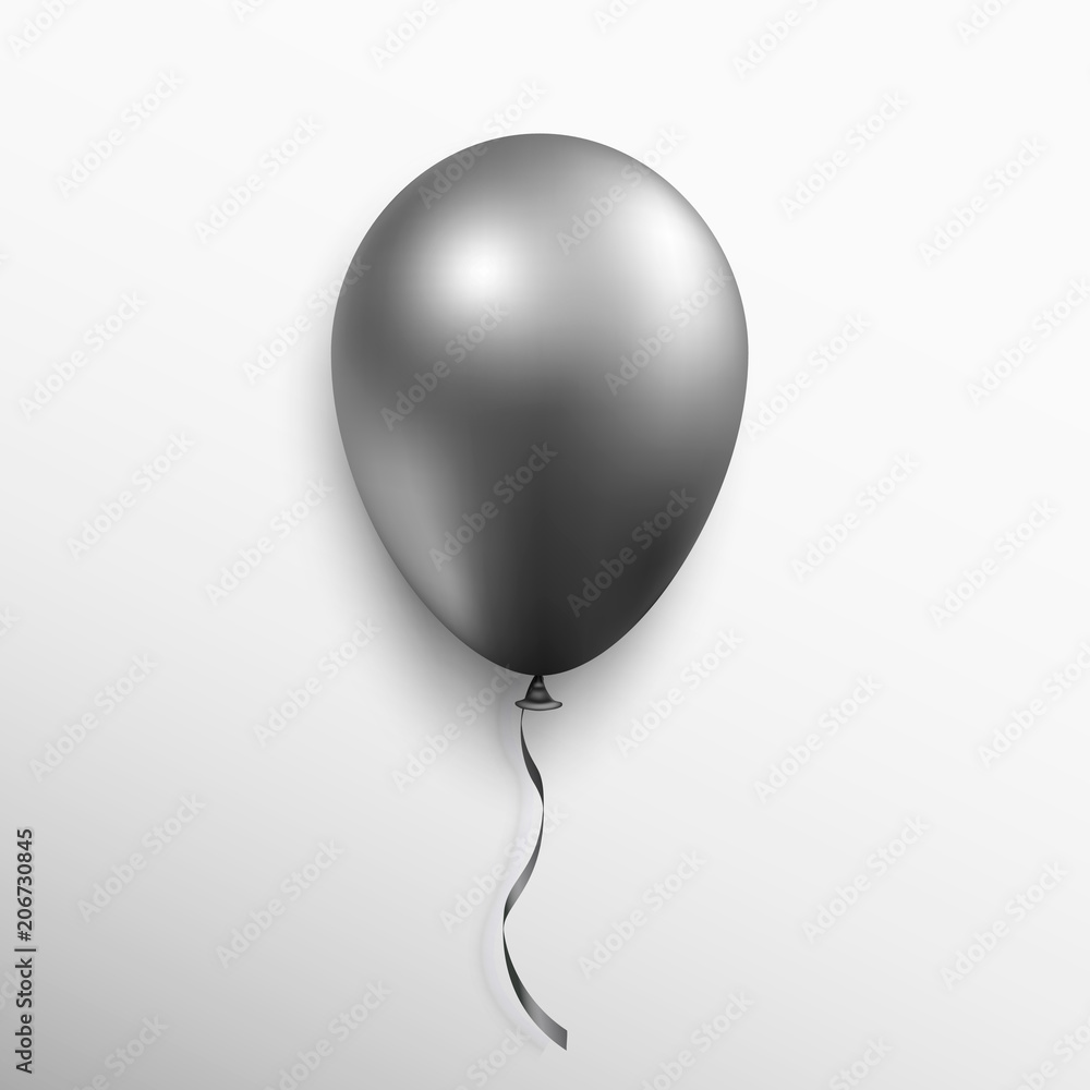 Realistic black balloon isolated on white background. Vector illustration for graphic design. Realistic black balloon isolated on white background. Vector illustration for graphic design.