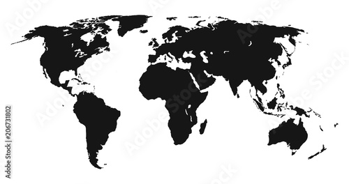 Black silhouette isolated World map