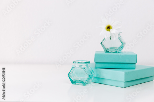 Flowers in vase, minimal background still life