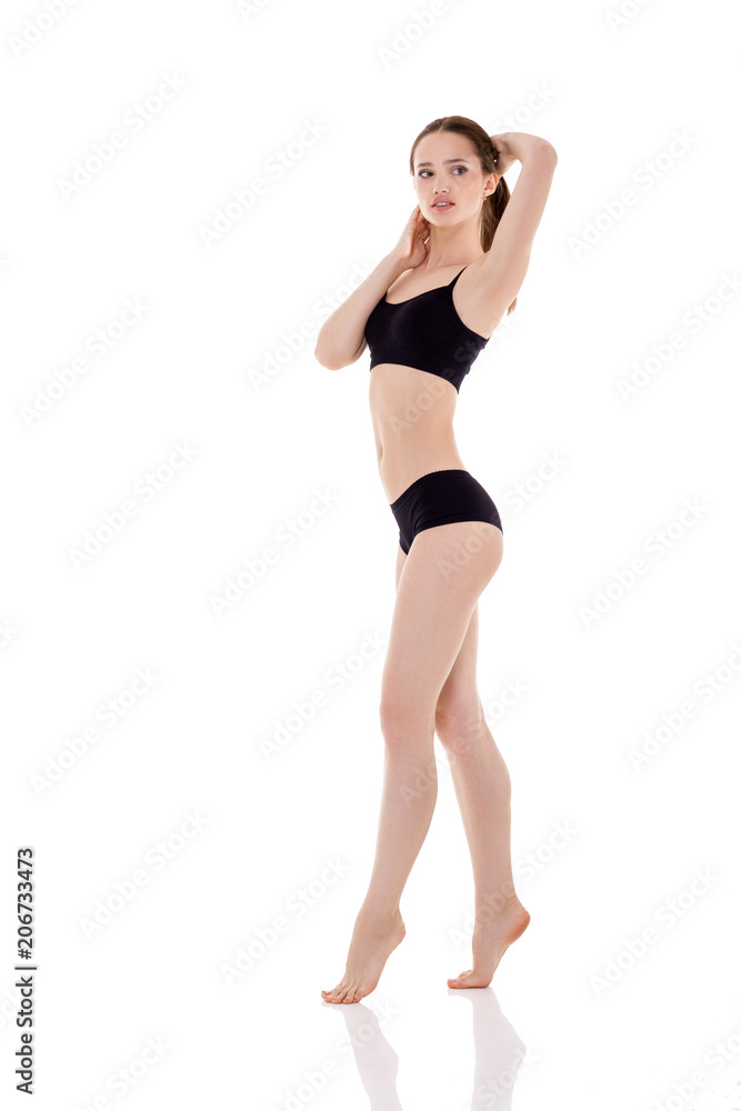 woman with perfect sporty body in black lingerie woman with perfect sporty body in black lingerie
