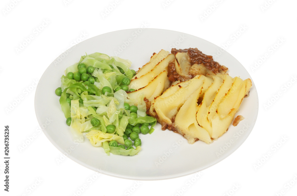 Cottage pie cabbage and peas