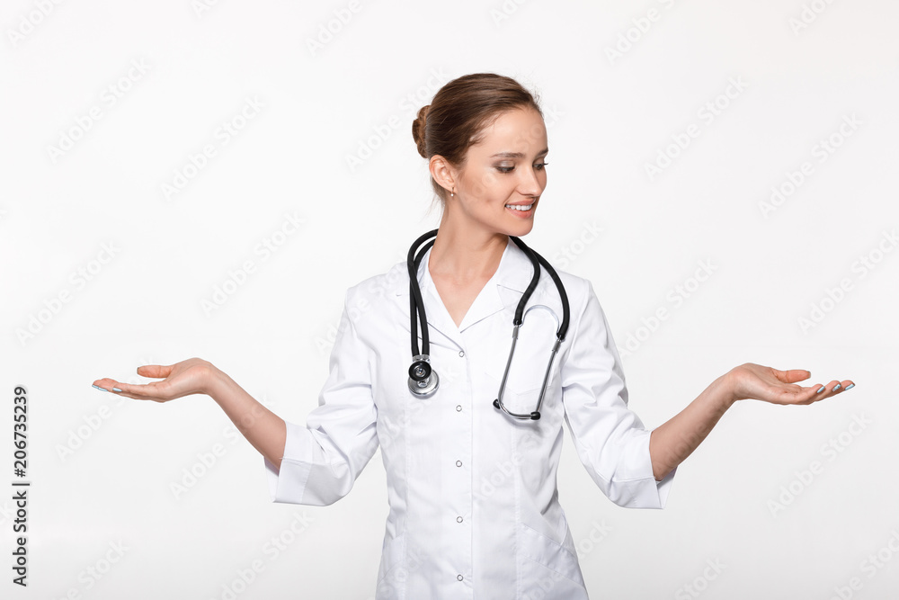 doctor showing choice between two objects doctor showing choice between two objects
