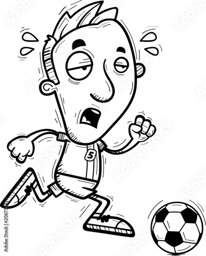 Exhausted Cartoon Soccer Player