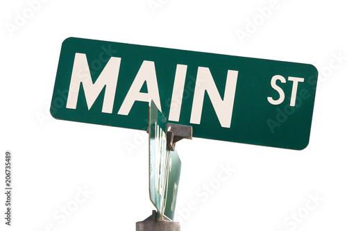 Fényképezés Simple Americana: White lettering on green MAIN ST sign