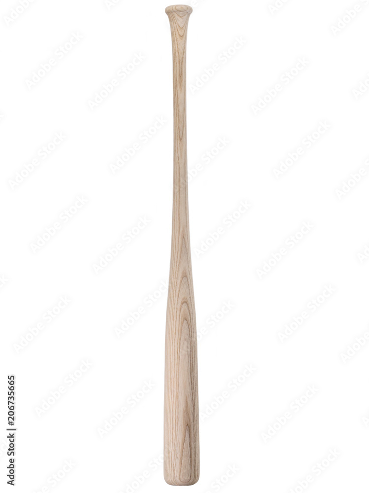 Obraz premium An unused ash baseball bat is shown isolated against a white background.