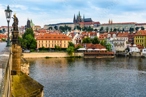 View of Cathedral and Castle from Charles Bridge, Prague, Czech Republic